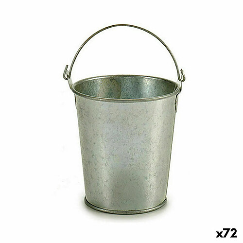 Ibergarden Cache-pot Seau Argenté Zinc 15,5 x 11 x 11 cm (72 Unités)