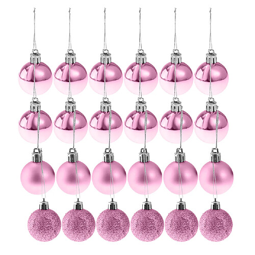 24pcs 8cm joyeux noël ornements boules de Noël arbre suspendus décor rose