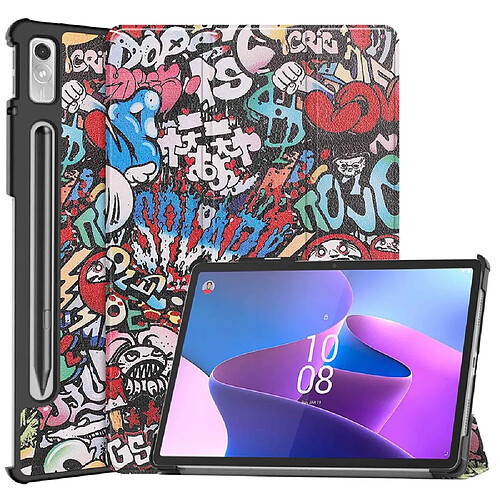 Etui en PU fonction d'éveil/veille automatique avec support et porte-stylo pour votre Lenovo Tab P11 Pro Gen 2 - graffiti