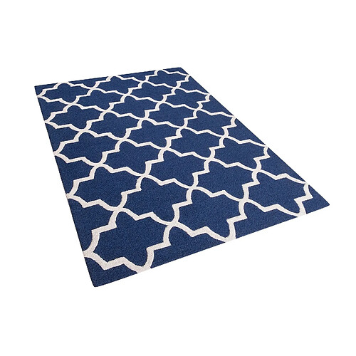 Beliani Tapis bleu en laine et en coton 140 x 200 cm SILVAN