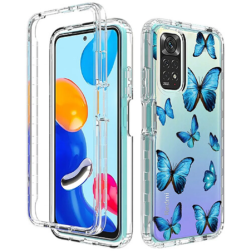 Coque en TPU anti-chute, anti-rayures pour votre Xiaomi Redmi Note 11S 4G/Note 11 4G (Qualcomm) - papillon bleu