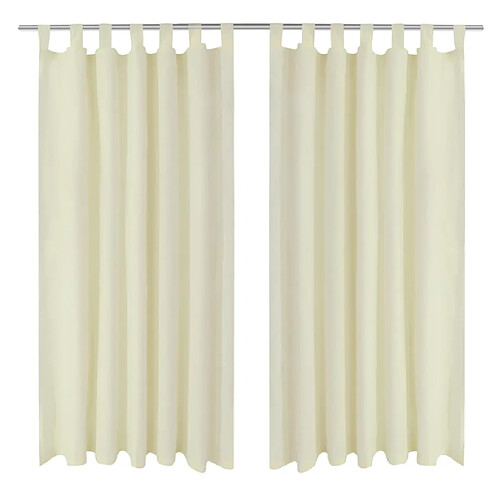 vidaXL 2 pcs Rideau à Passant Micro Satin Crème 140 x 175 cm