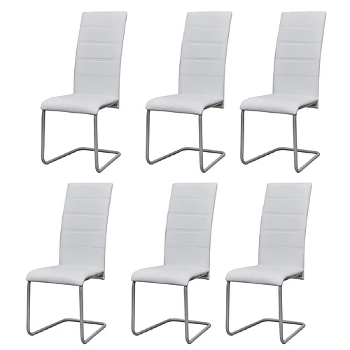 vidaXL Chaises à manger cantilever lot de 6 blanc similicuir