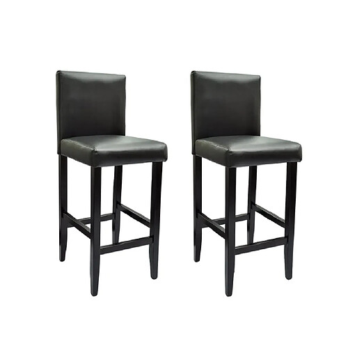 vidaXL Tabourets de bar lot de 2 noir similicuir