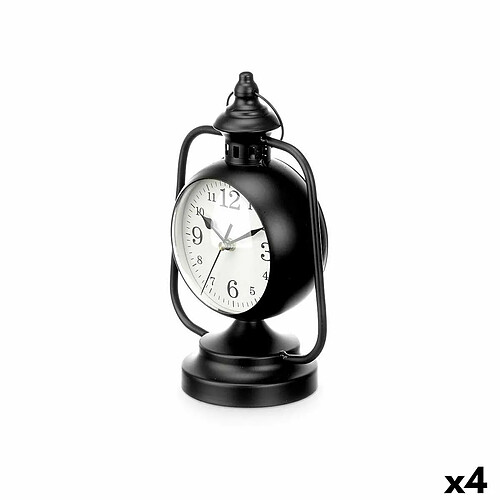 Gift Decor Horloge de table Lampe Noir Métal 17 x 25 x 11,3 cm (4 Unités)