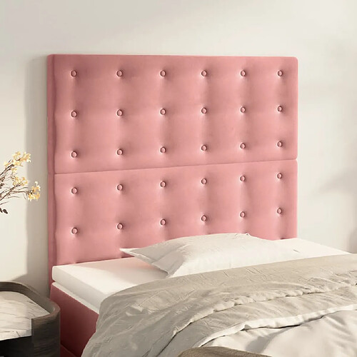 vidaXL Têtes de lit 2 pcs Rose 100x5x78/88 cm Velours