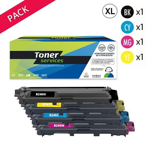 TONER SERVICES Compatible Brother TN241/245 Pack de 4 toners Noir et couleurs XL