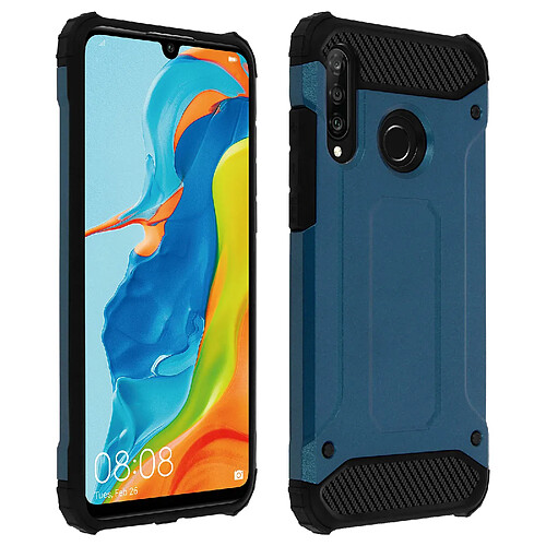 Avizar Coque Huawei P30 Lite Design Relief Bi-matière Robuste Antichute 1,8m bleu nuit