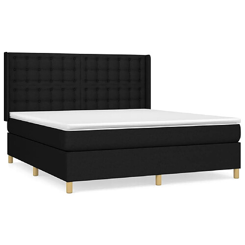 Maison Chic Lit adulte- Lit + matelas,Sommier à lattes de lit avec matelas Noir 180x200 cm Tissu -GKD65563