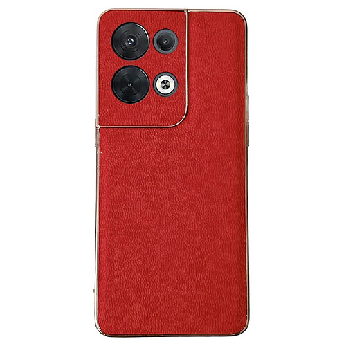 Coque en TPU + cuir véritable électroplaqué, anti-choc, anti-chute pour votre Oppo Reno8 5G/Reno8 5G (Global Version)/4G - rouge