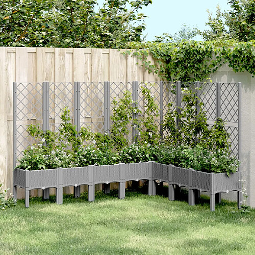 vidaXL Jardinière avec treillis gris clair 200x160x142 cm PP