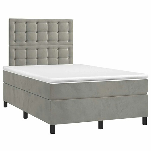 Maison Chic Lit adulte- Lit + matelas,Sommier à lattes de lit et matelas gris clair 120x190cm velours -GKD33908