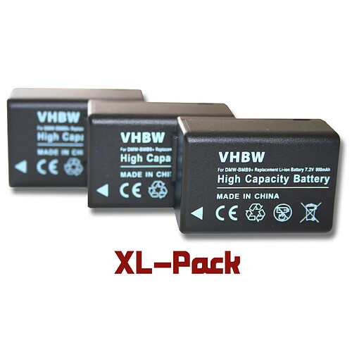 Vhbw Set de 3 batteries 800mAh pour appareil photo Leica V-Lux 2, V-Lux 3, V-Lux 4 remplace Leica BP-DC9 / BP-DC9E