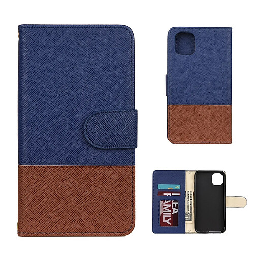 Wewoo Coque Pour iPhone 11 Pro Étui en cuir à rabat avec logo et épingles à cartes et fentes cartes et portefeuille bleu