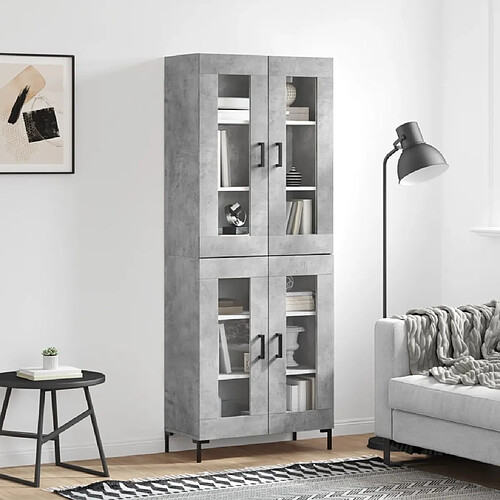 vidaXL Buffet haut Gris béton 69,5x34x180 cm Bois d'ingénierie