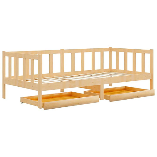 Maison Chic Lit de jour avec tiroirs, Lit de repos pour Salon Chambre,Canapé-lit,Lit d'invité 90x200 cm Bois de pin massif -MN55256