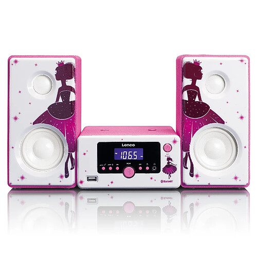 Lenco Mini chaine hifi avec Bluetooth® FM rad USB aux-in MC-020 Princess Blanc-Rose