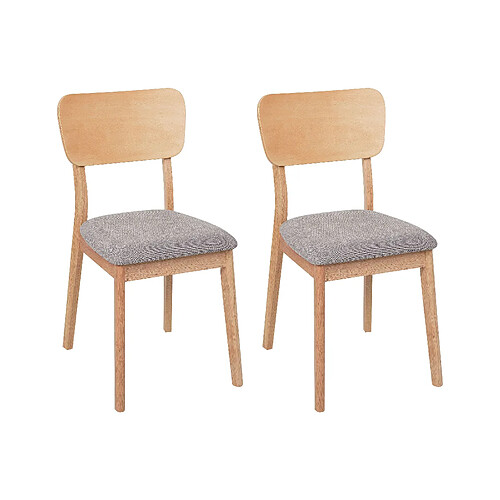 Beliani Bois d'hévéa Chaise de salle à manger Set de 2 Bois clair MINIER