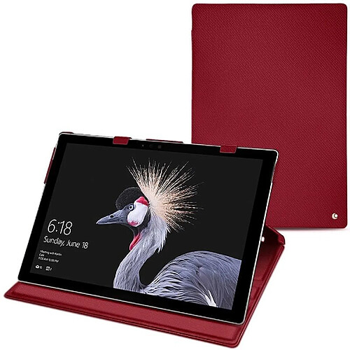 Housse cuir Microsoft Surface Pro 6 - Rabat vertical - Rouge passion ( Pantone #a6192e ) - NOREVE