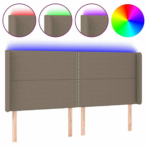 Maison Chic Tête de lit moderne à LED lumineuse pour chambre - Décoration de lit Taupe 203x16x118/128 cm Tissu -MN28906