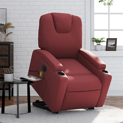 vidaXL Fauteuil inclinable de massage électrique rouge bordeaux