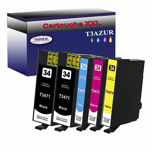 T3Azur 5x Epson T34XL -Compatible