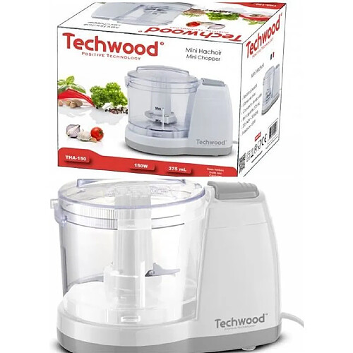 Techwood Mini Hachoir Blanc 150W Lames en inox Bol capacite 375 mL