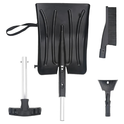 vidaXL Kit de pelle à neige 3 en 1 noir aluminium