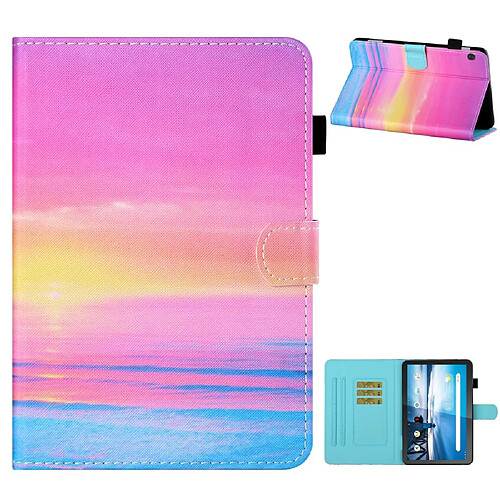 Etui en PU impression de motifs avec support et porte-cartes lueur du coucher de soleil pour votre Lenovo Tab M10 TB-X605F/X505F