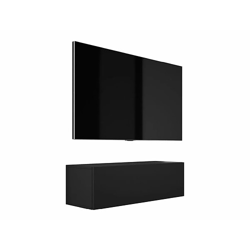 3XELIVING Meuble TV suspendu, D: l : 100 cm, H : 34 cm, P : 32 cm NOIR MAT