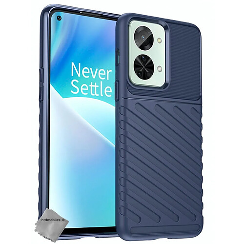 Htdmobiles Coque pour OnePlus Nord 2T 5G - housse etui silicone gel thunder + verre trempe - BLEU FONCE