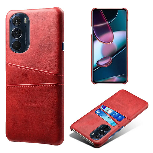 Coque en TPU + PU avec porte-cartes rouge pour votre Motorola Edge X30