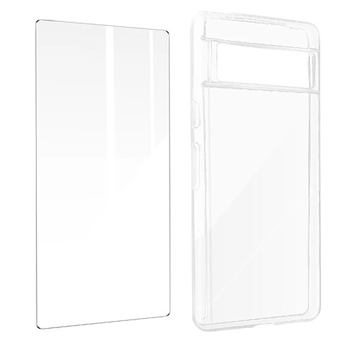 Avizar Coque pour Google Pixel 7 Silicone Gel et Film Verre Trempé 9H transparent