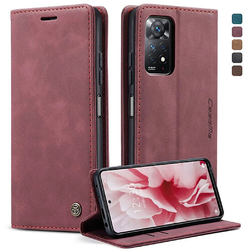 Etui en PU CASEME auto-absorbé magnétique avec support pliable, rouge pour votre Xiaomi Redmi Note 11 Pro 5G (Qualcomm)/Note 11 Pro 4G (MediaTek)