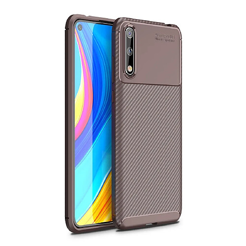 Wewoo Coque Souple Pour Huawei Enjoy 10s Beetle Series Carbon Fiber Texture Shockproof TPU Case Brown