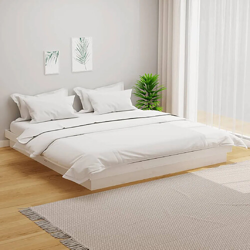 vidaXL Cadre de lit sans matelas blanc bois massif 200x200 cm