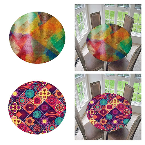 2x Housse De Table Ajustée En Polyester à Bords élastiques Colorés Aquarelle De 1,2 M