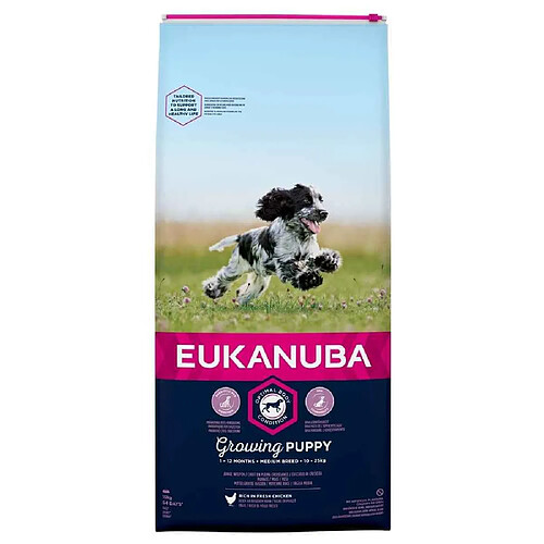 Croquettes au Poulet pour Chiot de Taille Moyenne - Eukanuba - 15Kg