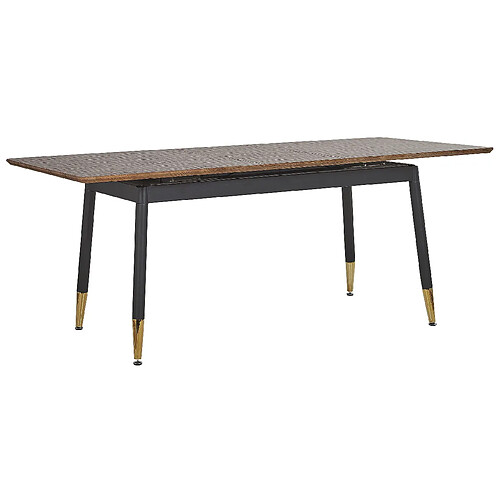 Beliani Table extensible effet bois foncé / doré 160/200 x 90 cm CALIFORNIA