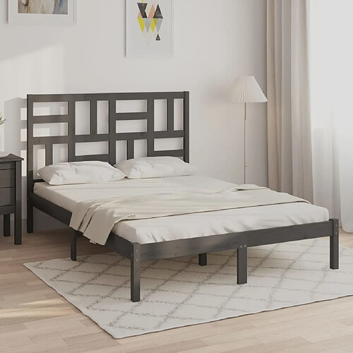 Maison Chic Lit adulte - Lit simple Cadre de lit,Structure du lit Contemporain Gris Bois massif 120x200 cm -MN77674