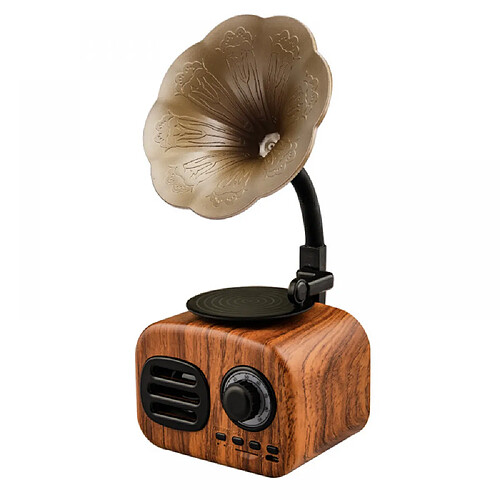 General Haut-parleur Bluetooth rétro, mini phonographe en forme de phonographe haut-parleur Bluetooth, audio 3,5 mm Blue Tooth 4.2 Aux-in/USB Flash Drive pour la maison, l'extérieur, les voyages, les fêtes, les cadeaux (noyer)