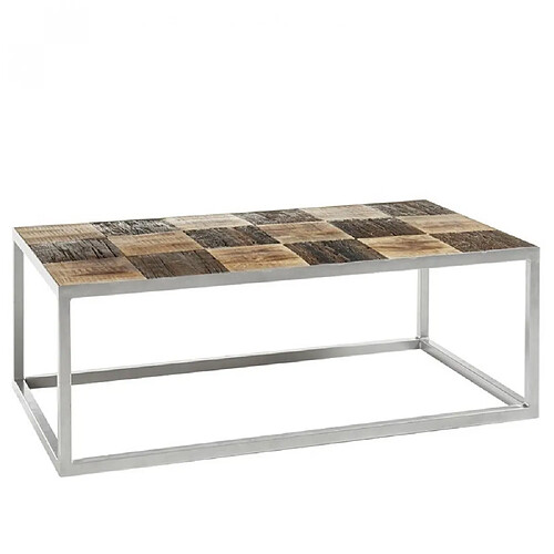 Inside 75 Table basse BRODER 100 x 60 cm metal silver plateau manguier