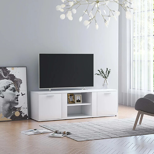 vidaXL Meuble TV Blanc 120x34x37 cm Bois d'ingénierie