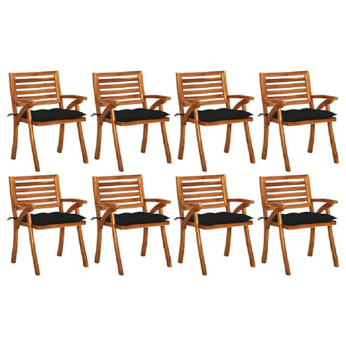 vidaXL Chaises de jardin avec coussins lot de 8 Bois d'acacia solide