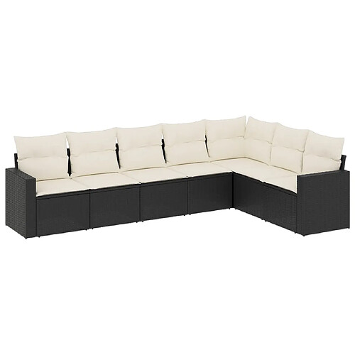 Maison Chic Salon de jardin 7 pcs avec coussins | Ensemble de Table et chaises | Mobilier d'Extérieur noir résine tressée -GKD77630