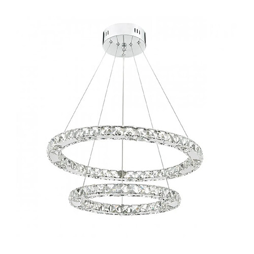 Luminaire Center Suspension en cristal Roma et chrome poli 1 ampoule