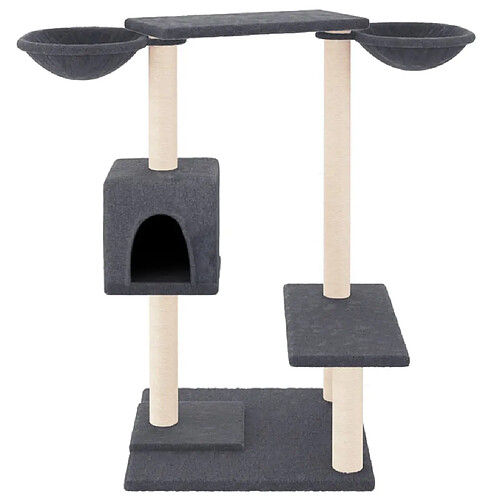 Helloshop26 Arbre à chat meuble tour grimper jouet grattage grattoir escalade plateforme avec griffoirs foncé 82 cm gris 02_0022726