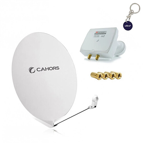 CAHORS Parabole satellite fibre composite blanche SMC 80cm + LNB monobloc twin Opticum 0,1dB