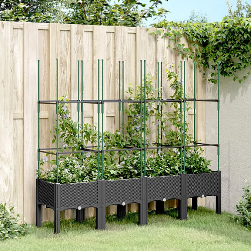 vidaXL Jardinière avec treillis noir 160x40x142,5 cm PP