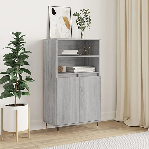 vidaXL Buffet haut Sonoma gris 60x36x110 cm Bois d'ingénierie